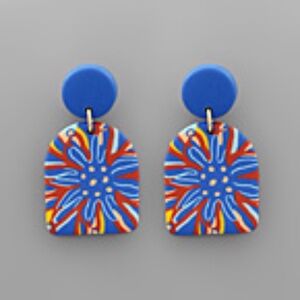 Geometric Flower Print Clay Earrings